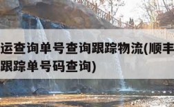 顺丰速运查询单号查询跟踪物流(顺丰速运单号查询跟踪单号码查询)