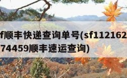 sf顺丰快递查询单号(sf1121622874459顺丰速运查询)