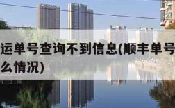 顺丰速运单号查询不到信息(顺丰单号查不到信息什么情况)