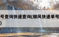 顺风单号查询快递查询(顺风快递单号查询单号官网)