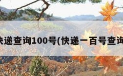 快递查询100号(快递一百号查询)